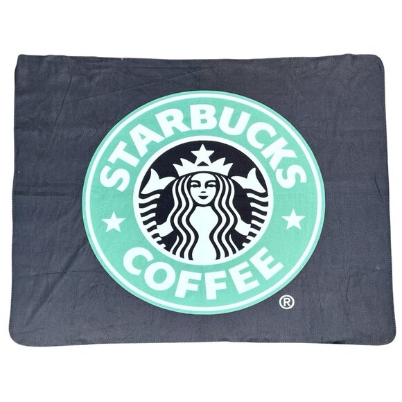 Vintage 1990's Starbucks Promotional Throw Blanket Large Logo 40" x 60" - Picture 1 of 1